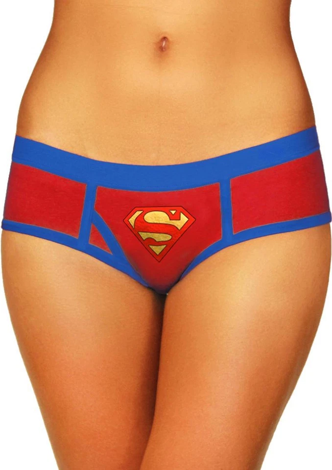 SuperMan Boyshort Pantie Logo 2X Plus Red Blue Comic Super Hero Fan Lingerie - Image 1 of 1