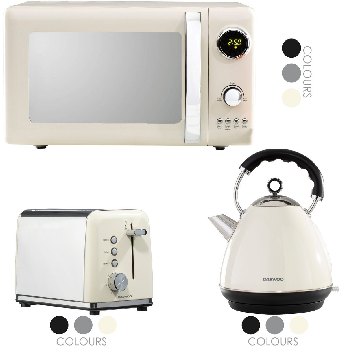 Daewoo Kensington CHOOSE Individual OR Matching Kettle Toaster Microwave Set