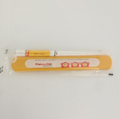 Lube Sheep Yellow Monkey Clickety Click Chopsticks Case With Chopsticks 7'' Long
