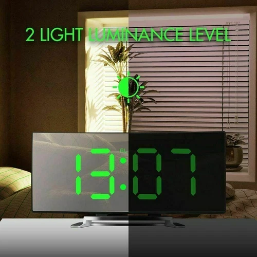 LED Wecker Digital Alarm Wecker Grün Temperatur Schlummerfunktion USB Tischuhr - Bild 4 von 8