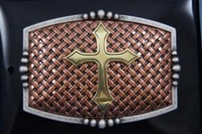 Nocona Copper Basket Weave with Gold Cross Belt Buckle 37115