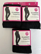 Classic Black 40 Denier Tights On The Go Size Medium Opaque Lot Of  3