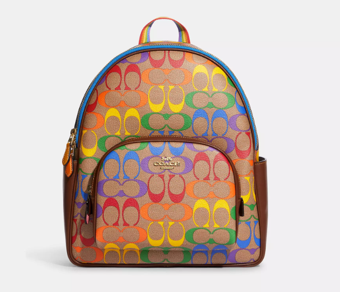 COACH NWT CA140 Women's Medium Backpack Rainbow Blue Brown Green