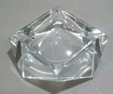 Vintage Clear Smoke Crystal Glass Table Top Cigar AshTray Ash Tray Heavy Durable