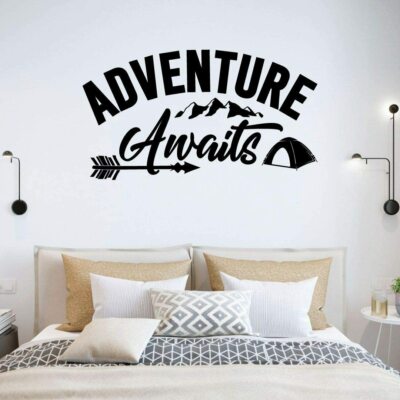 Quote Wall Sticker with Teepee Adventure Awaits Wall Sticker