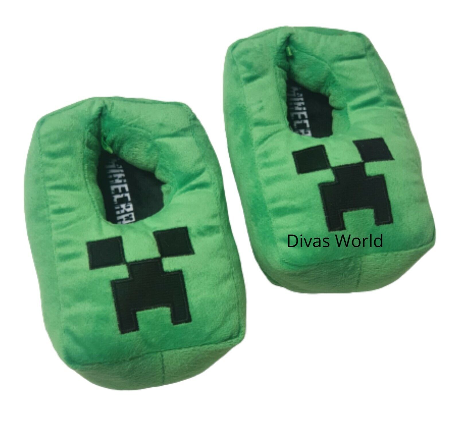 Minecraft Creeper Boy's Slipper 3D Green Plush Novelty Footwear Slip On for  Kids