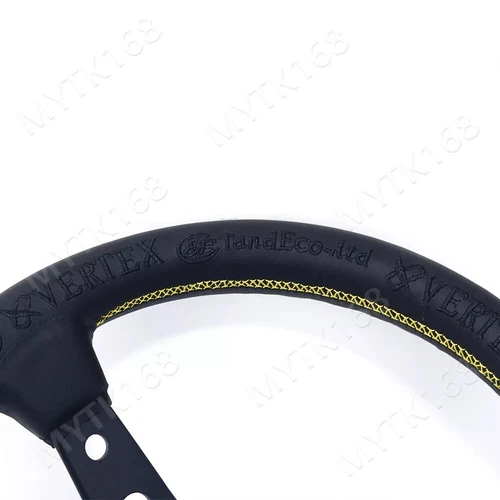 VERTEX 13'' Black Embroidery Deep Dish Racing Car Drift Rally Steering Wheel - Picture 2 of 6