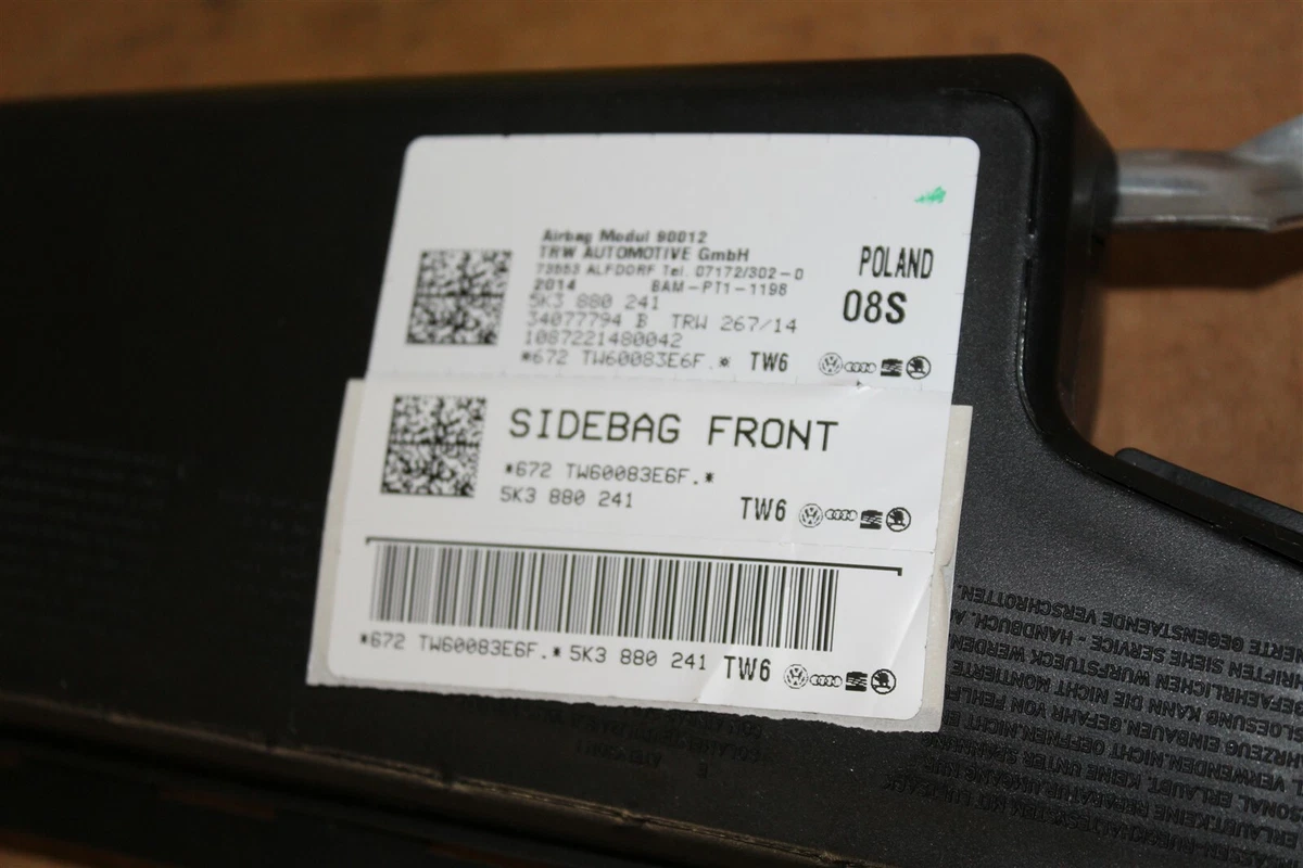 Front left SEAT side airbag VW Golf MK6 3 door 5K3880241 New 