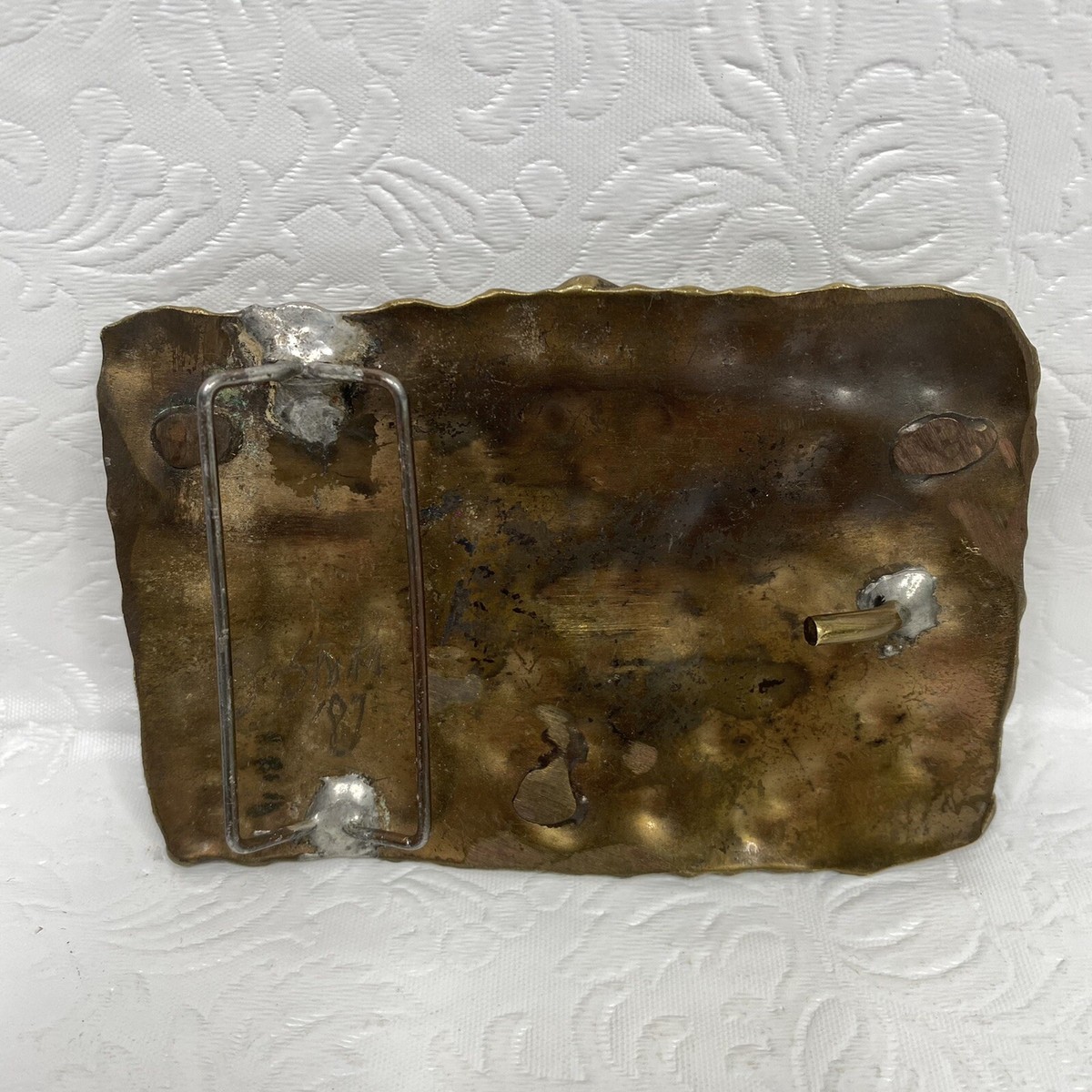 Vintage 1989 D Smith Brutalist Artisan Made Belt Buckle Signed Vintage Men main image 4