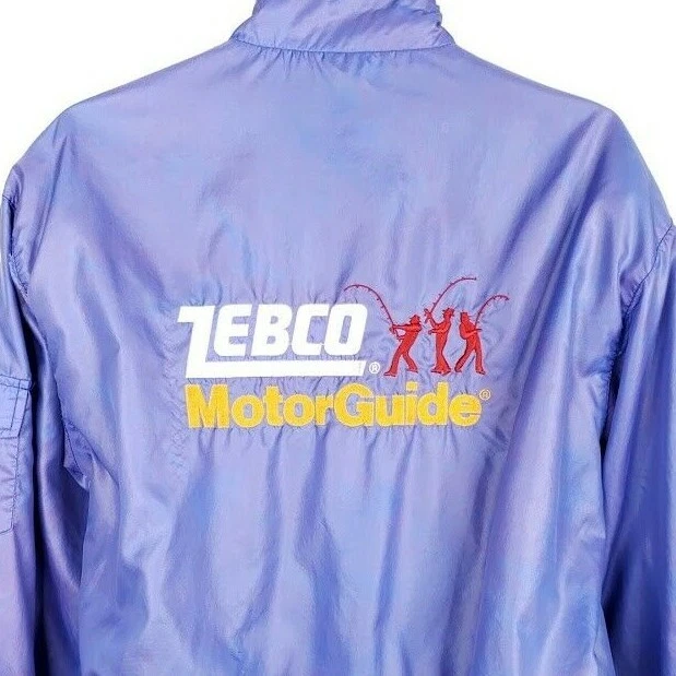 Vintage Zebco Quantum Fishing Jacket Mens Size Large Purple 90s Iridescent