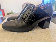 John Fluevog Shoes Annette Side Zip Patent Leather Black 10.5 EUC Original