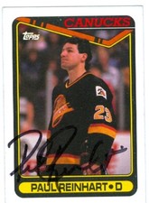 Paul Reinhart autographed Hockey Card (Vancouver Canucks) 1990 Topps #293