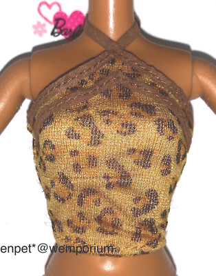 Barbie My Scene Madison Westley Spring Break Top Leopard Tie Neck Puppenkleidung
