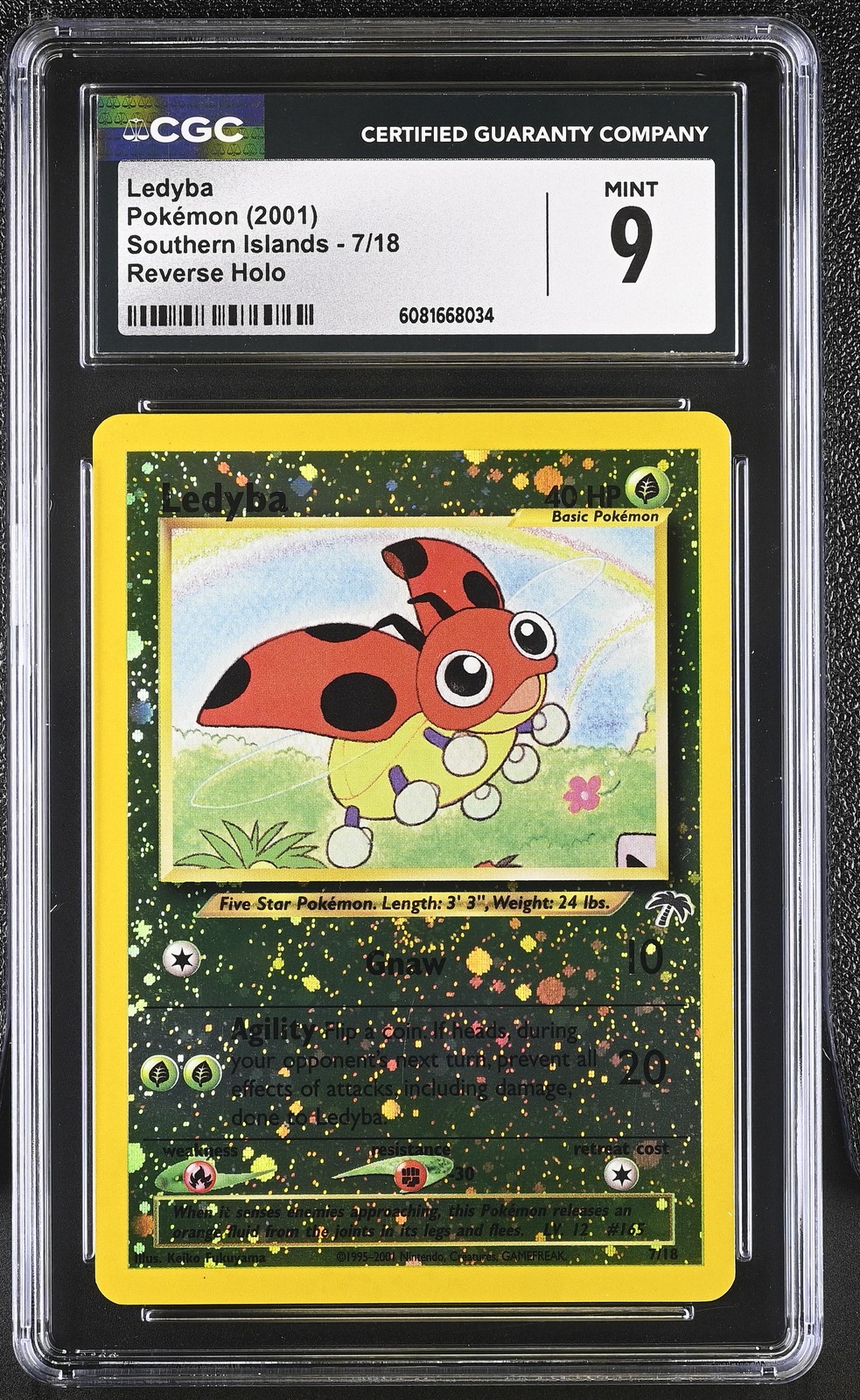 Pokemon CGC 9 Ledyba 2001 Southern Islands 7/18 SWIRL