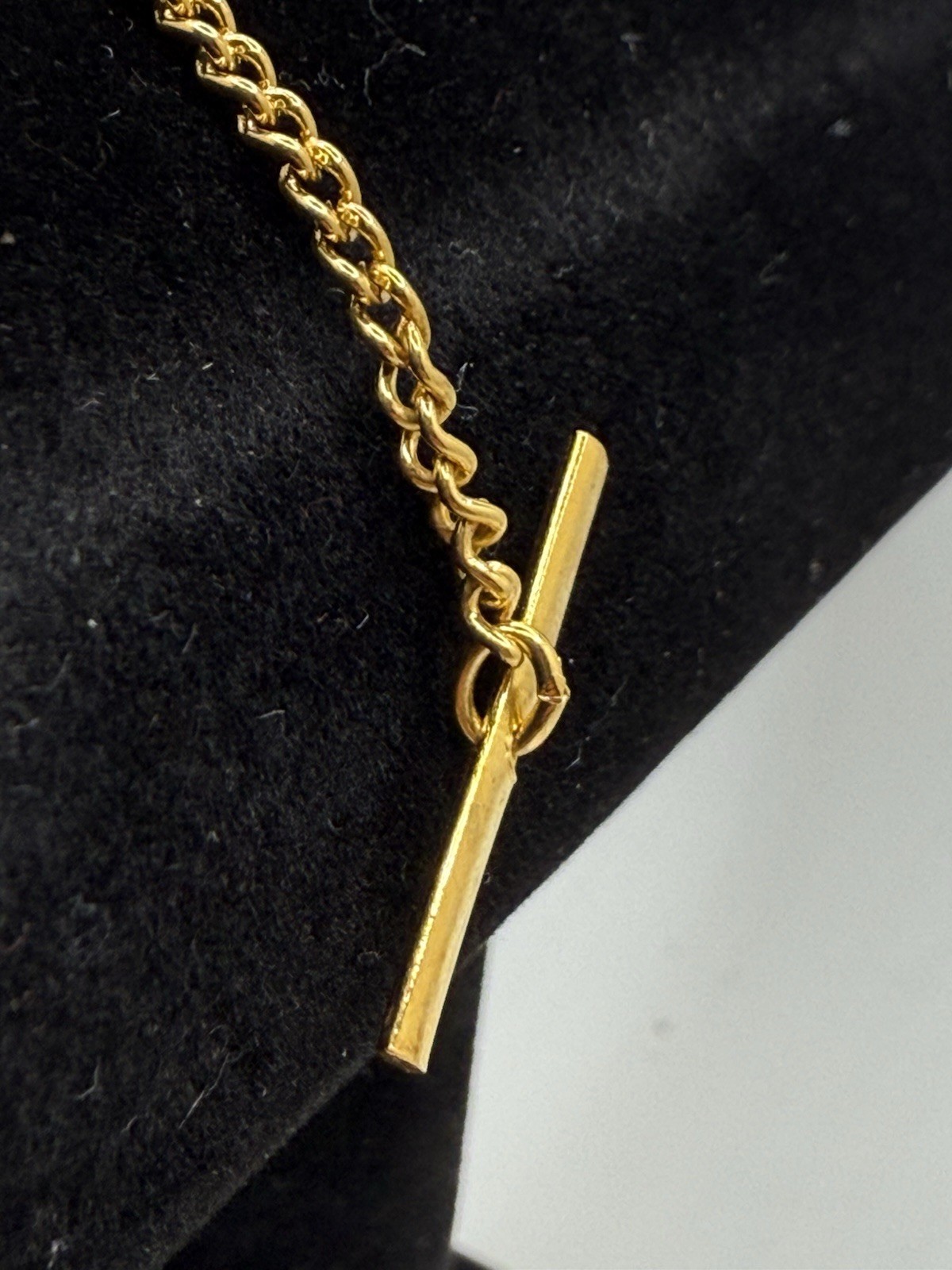 Vintage Agate Lapel Tie Tack Pin Gold-tone Seahorse Small Bar Men’s Formal Wear