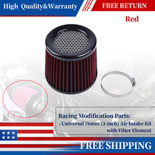 Cold Air Intake Filter High Performance Washable Filter Clamp-on Red
