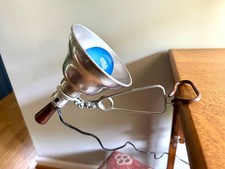 Vtg Aluminum Clamp Lamp  Wood Knob Clamp Lamp  Leviton Work Lamp