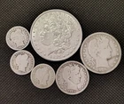 Lot Of 6 US 90% Silver Coins 1887 Morgan Dollar +5 More Coins Free Shipping Look