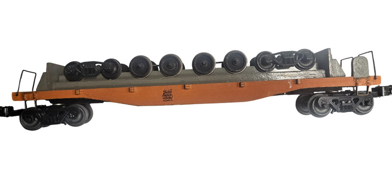 O Gauge flat car with railroad trucks - Hand made - New York New Haven Logo