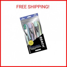 Reach Essentials Toothbrush with Toothbrush Caps, Multi-Zoned Angled Soft Bristl