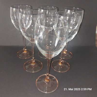 6 Wein Gläser  LUMINARC rosa rosé  France 0,2 l 19,5 cm Vintage Top Rot Weiss