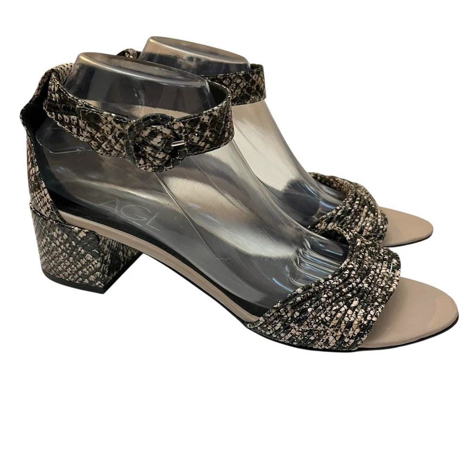 Attilio Giusti Leombruni AGL Snake Print Sandals41EU/11 US Leather Block Heel - Image 3 of 4