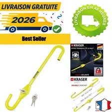 KRASER KR835 Antivol Voiture Volant Pédale Canne Jaune Acier Universel
