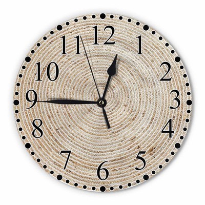 10 Wicker Carpet Texture Wall Clock, Silent Non-Ticking, Battery Operated