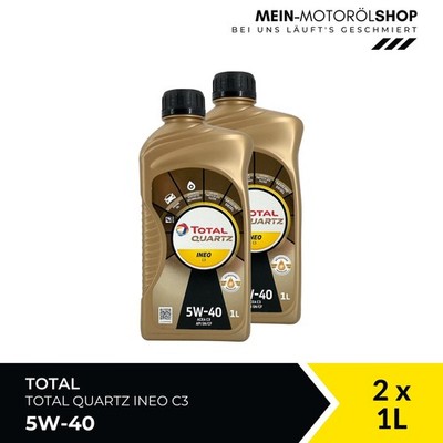 Total Quartz Ineo C3 5W-40 MB 229.51 VW Fiat ACEA C3 Motoröl 2x1 Liter = 2 Liter