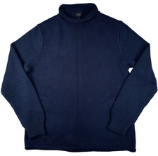 J Crew Sweater Oarsman Pullover 100 Cotton Roll Neck/Hem Dark Navy Men Size: M