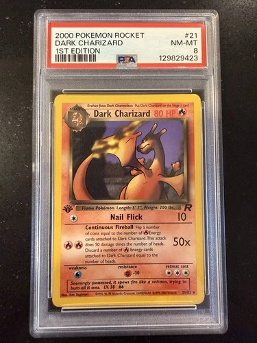 2000 POKEMON ROCKET DARK CHARIZARD 1ST EDITION. PSA 8 NON HOLO