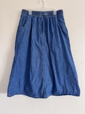 Vintage Jean Skirt Blue Denim Women  s 14 Koret 90s 80s Nineties VTG Long Flared