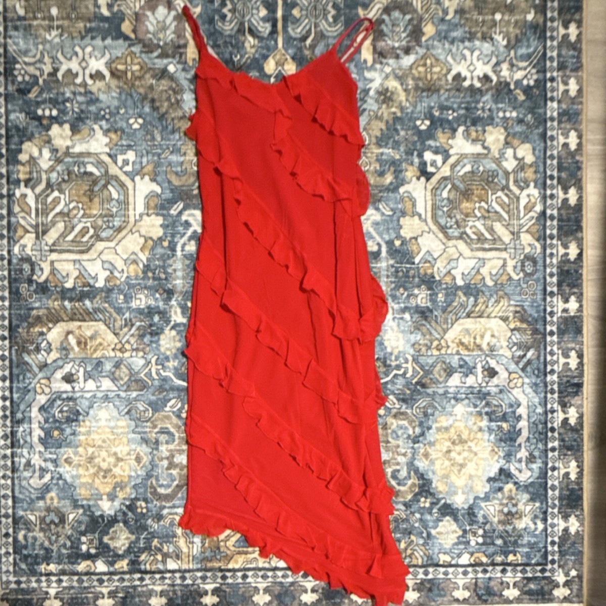 strapless open back dress Red Ruffle Off-Shoulder Chiffon Dress – Romantic Summer Outfit