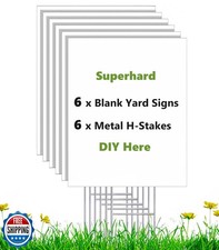 Rtshuok 6 Pack 17 x 12 Vertical White Blank Yard Signs with Stakes, Weatherpr