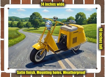 Metal Sign - 1956 Cushman Road King Scooter Oil Painting - 14x10
