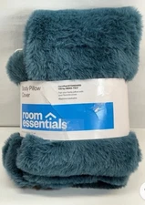 Room Essentials Body Pillow Cover Blue 20”x50” Soft Faux Fur Recycled Material