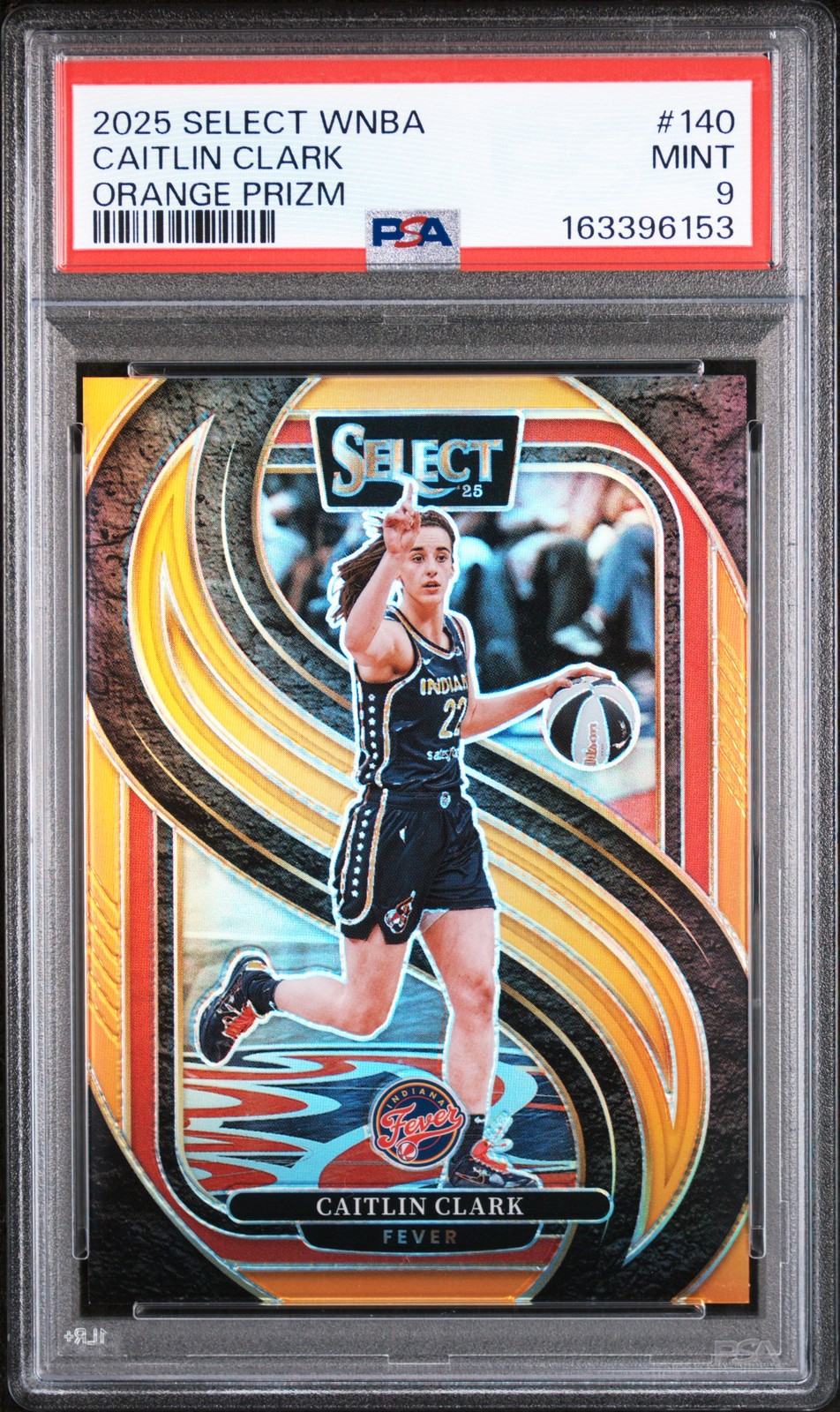 2025 PANINI SELECT WNBA ORANGE PRIZM #140 CAITLIN CLARK 33/125 PSA 9