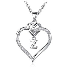 Christmas Gifts for Women Teen Girls - Heart Initial Necklaces for Silver Z