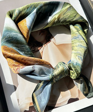 100 Silk Mulberry Scarf 53X53cm sunset Print Square Shawl Neckerchief Wrap new