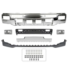 2014 2015 Chevy Silverado 1500 Front Bumper Cover Kit Chrome w/Chrome Skid Plate