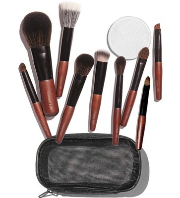 Cosme 9 FULL FACE MINI TRAVEL Make Up Brush Set: Powder, Concealer, Blush, Ey...