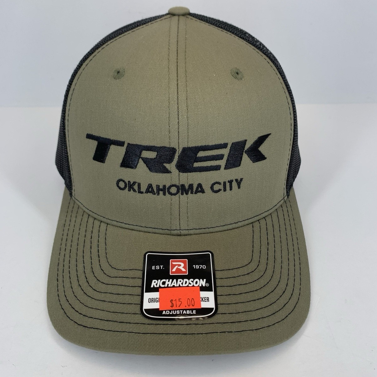 TREK Bicycle Oklahoma City Trucker Hat Green Black Mesh Richardson Snapback  Cap