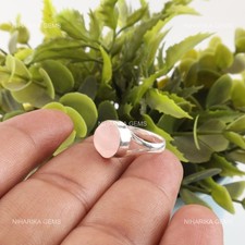 Rose Quartz Gemstone Anniversary Solitaire Heart Chakra Ring 925 Sterling Silver