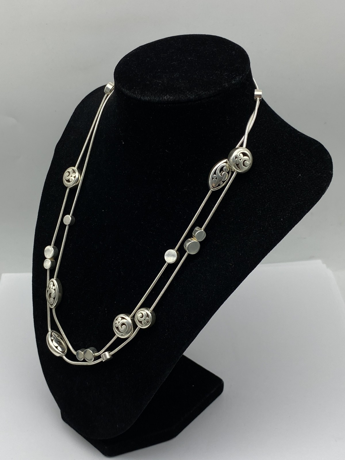 Brighton Silver Scroll Work Station Necklace 59.1g - image 7