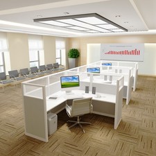 6x6 Cubicles -51 H- 3 MAN PACKED L Shape Glazed Office Cubicles