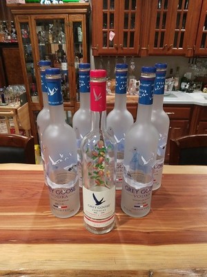 Empty Grey Goose Vodka Bottles 750ml Craft Display Art Decor W/Stoppers Lot Of 7