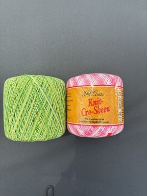 J&P Coats Knit-Cro-Sheen Mercerized Cotton Thread Lot Shaded Pink/Green A-64