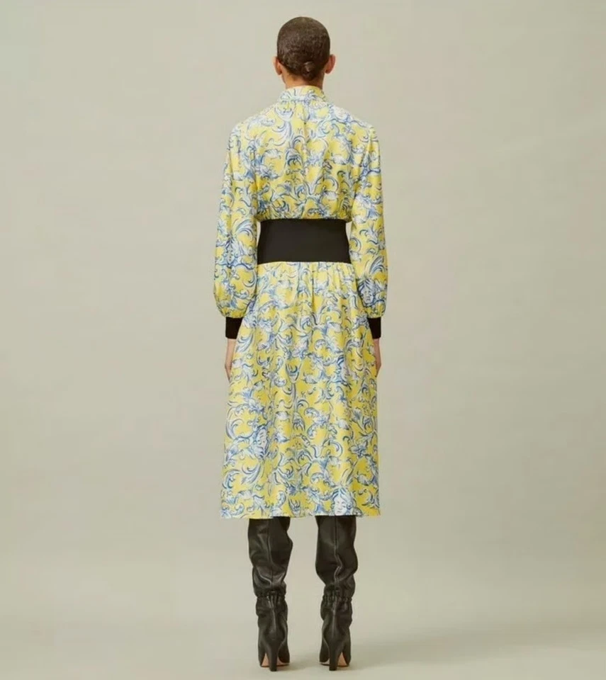 Maxi Vestido TORY BURCH Francesca DiMattio Estampado Artista Cintura Acanalada Seda 6 = S 💛 Foto 3 de 4