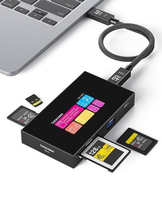 Smart 8-in-1 CFexpress Type B/Type A Card Reader with Touch Screen | UHS-II S...