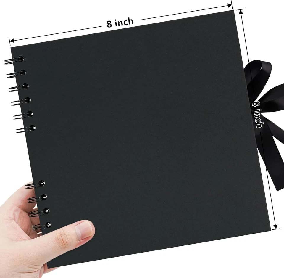 Álbum de recortes Vienrose de 8x8 pulgadas, álbum de fotos pequeño hágalo usted mismo 20 hojas, negro Foto 3 de 4